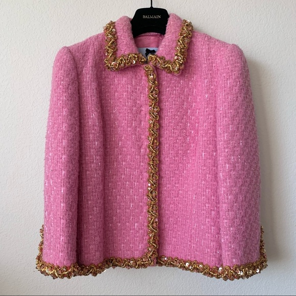 Blumarine pink tweed jacket with gold beaded trim - Picture 16 of 16